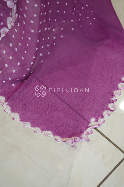 Chiffon Bandhani Dupatta For Women Orchid Purple BJ2425