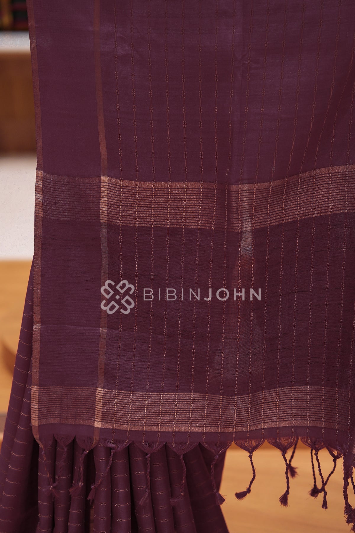 Semi Tussar Weaving Saree For Women Dusty Plum Purple BJ2450
