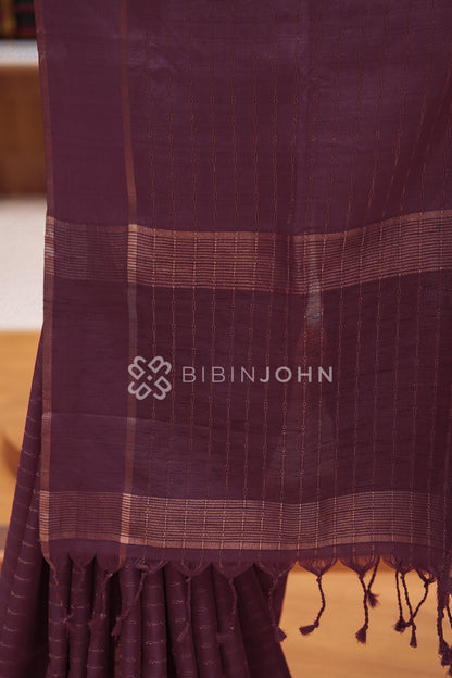 Semi Tussar Weaving Saree For Women Dusty Plum Purple BJ2450