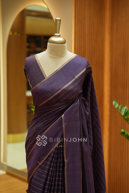 Semi Tussar Weaving Saree For Women Deep Plum Purple BJ2445