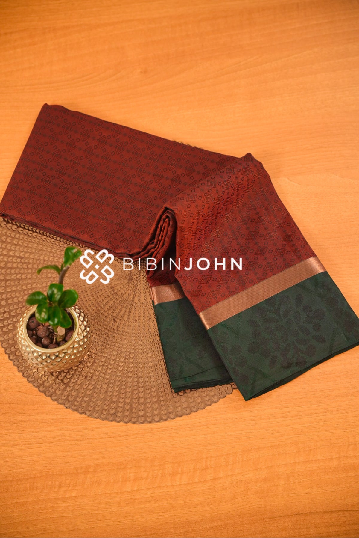 Semi Silk Saree For Women Rust Maroon BJ2555