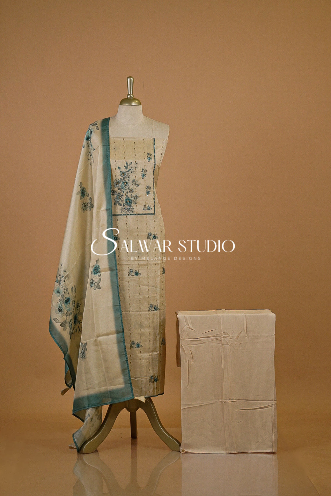 Semi Tusser Embroidery Salwar Suits AC0129