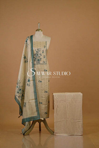 Semi Tusser Embroidery Salwar Suits AC0129