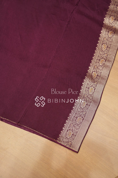 Silk Brocade Saree For Women Wine Purple BJ2391