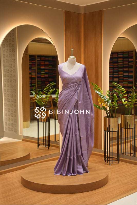 Semi Tussar Weaving Saree For Women Lavender BJ2309