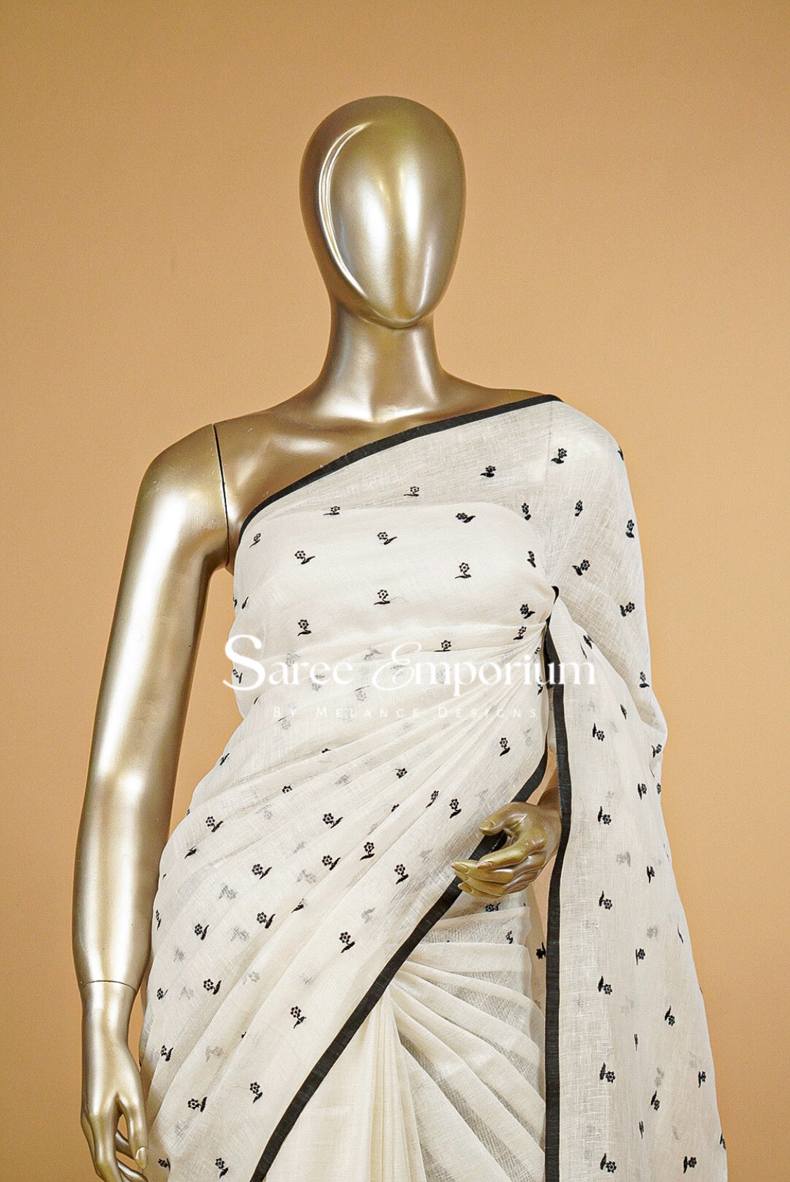 Linen Embroidery Saree MDS0214