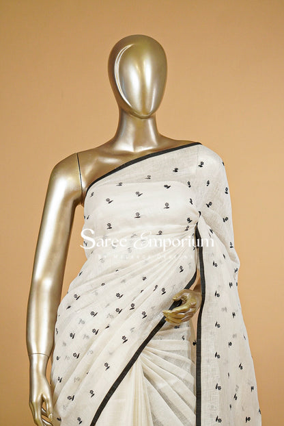 Linen Embroidery Saree MDS0214