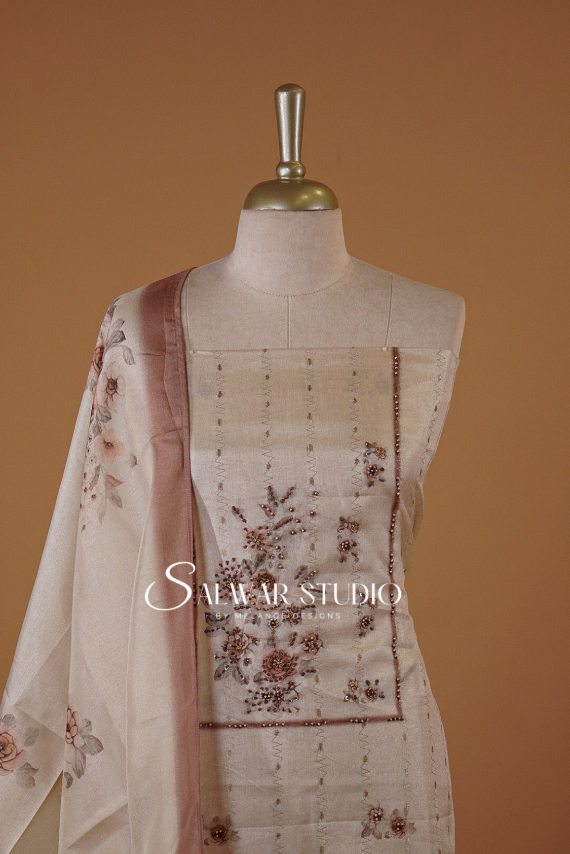 Semi Tusser Embroidery Salwar Suits AC0131