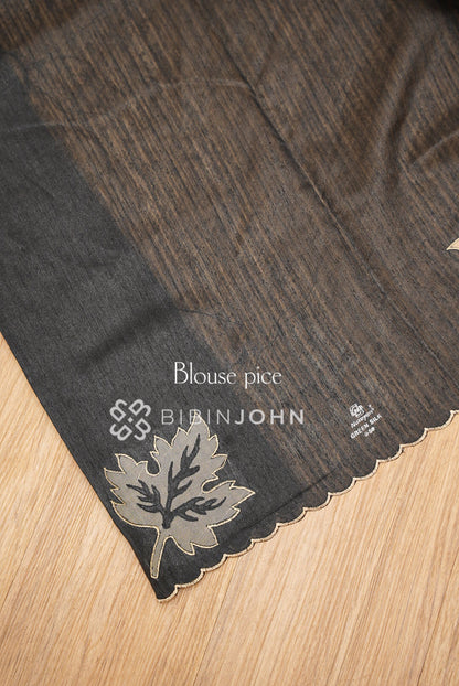 Silk Embroidery Saree Black BJ1026