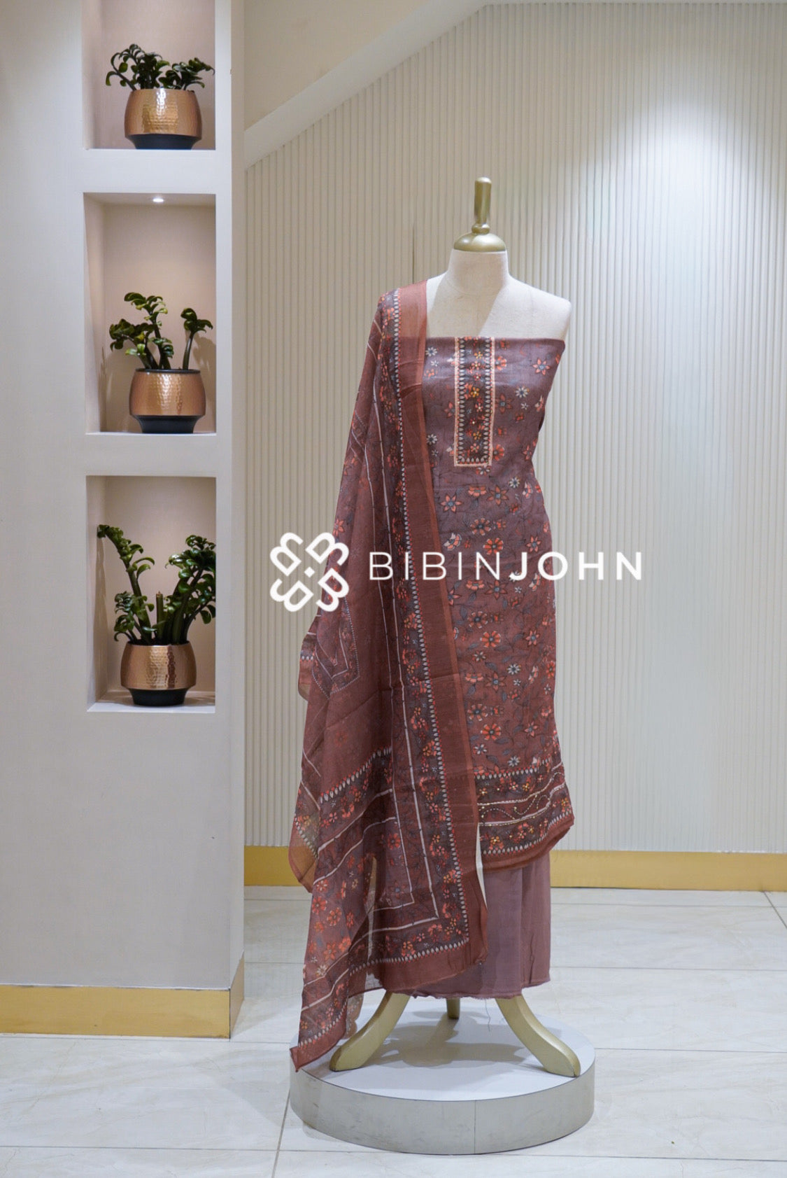 Art Linen Unstitched Salwar Suit Material Dusty Mauve Brown BJ2493