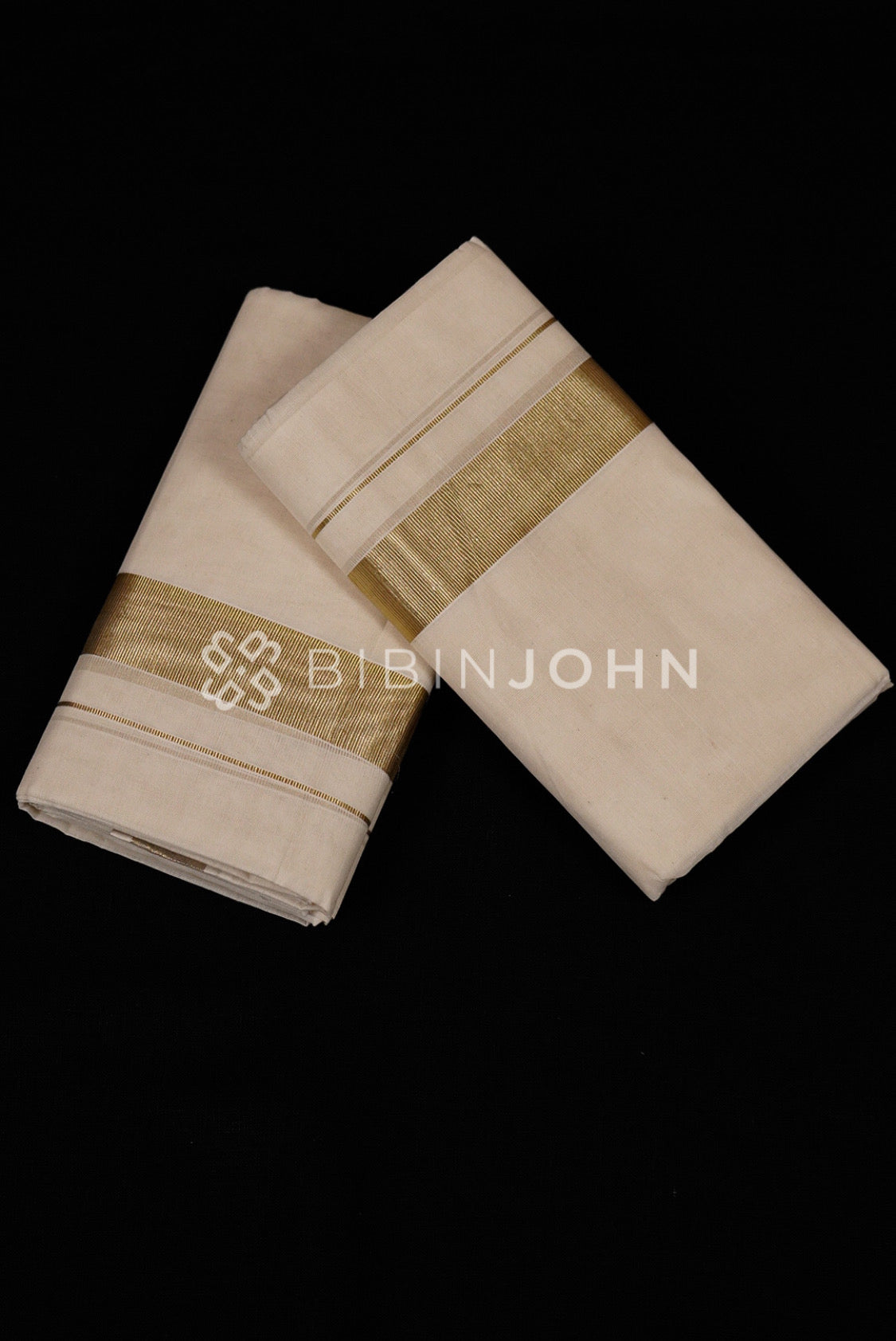  Cotton Dhoti For Men Off White with Golden Kasavu Border.