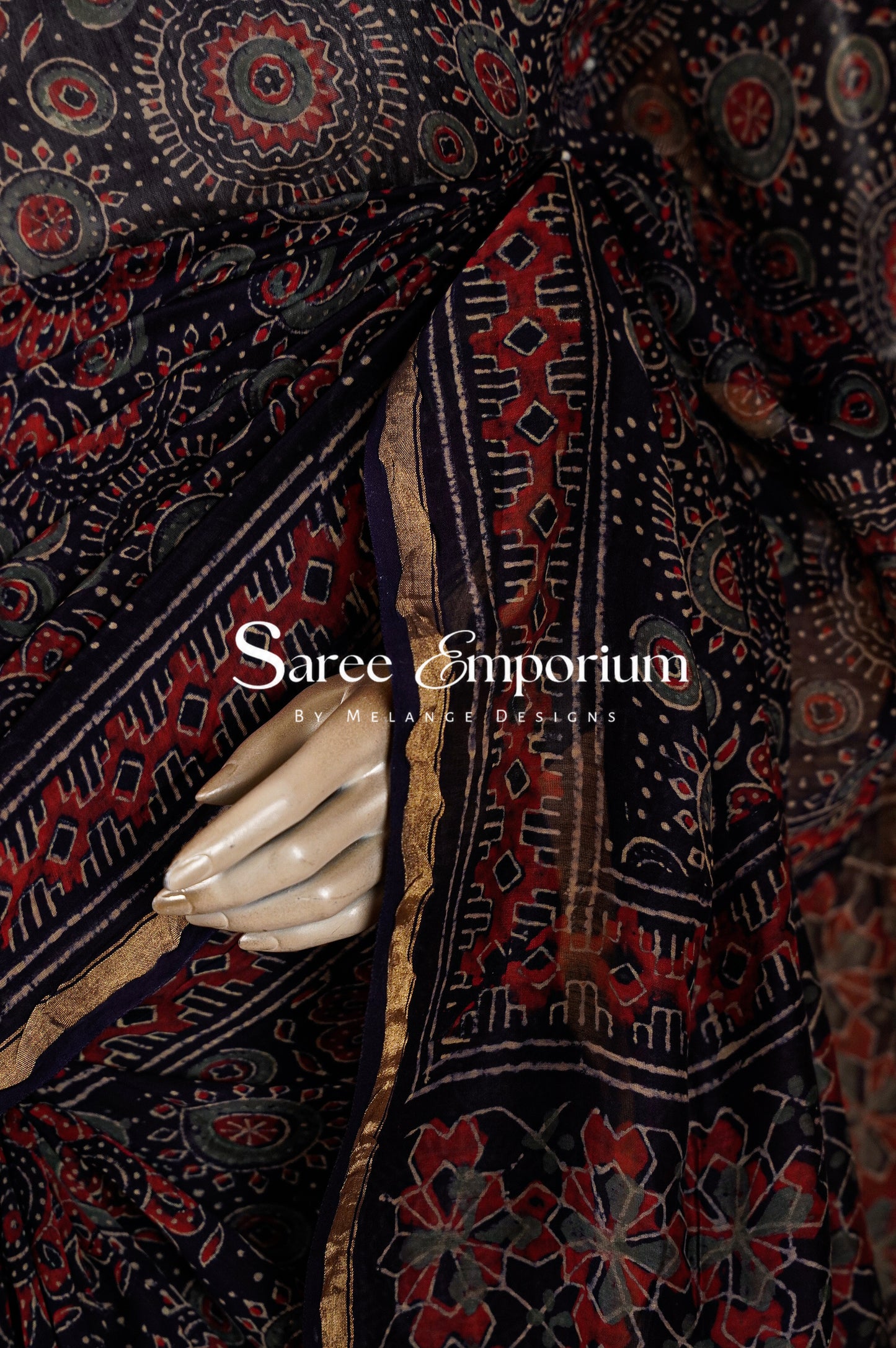 Chanderi Ajrakh Saree MDS0095