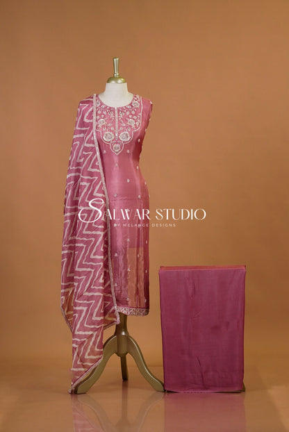 Silk Embroidery Semi Stitched Salwar Suits AC0112