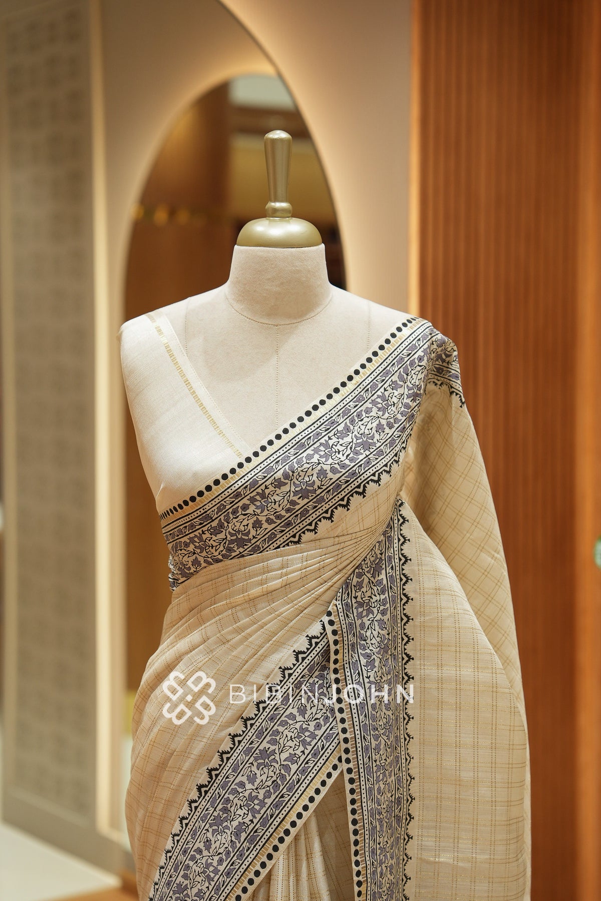Printed Semi Tussar Saree For Women Champagne Beige BJ2390