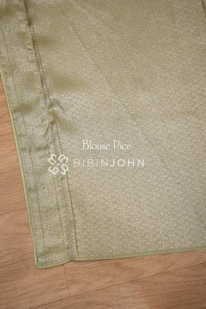 Silk Brocade Saree For Women Sage Green BJ1092