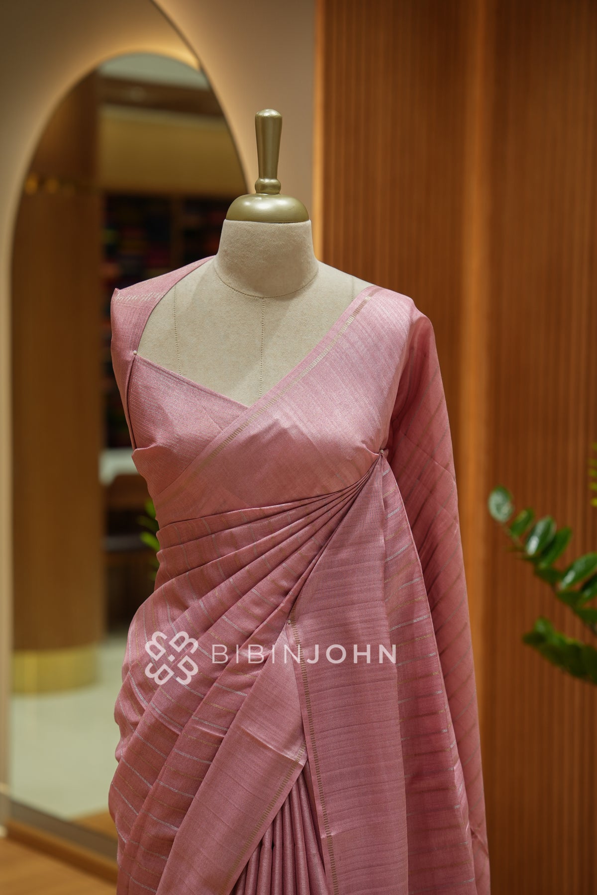 Semi Tussar Weaving Saree For Women Dusty Rose Pink BJ2310