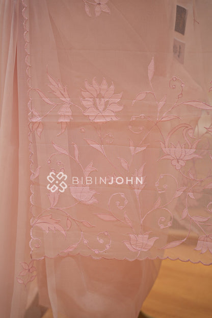 Organza Embroidery Saree Blush-Pink BJ1022
