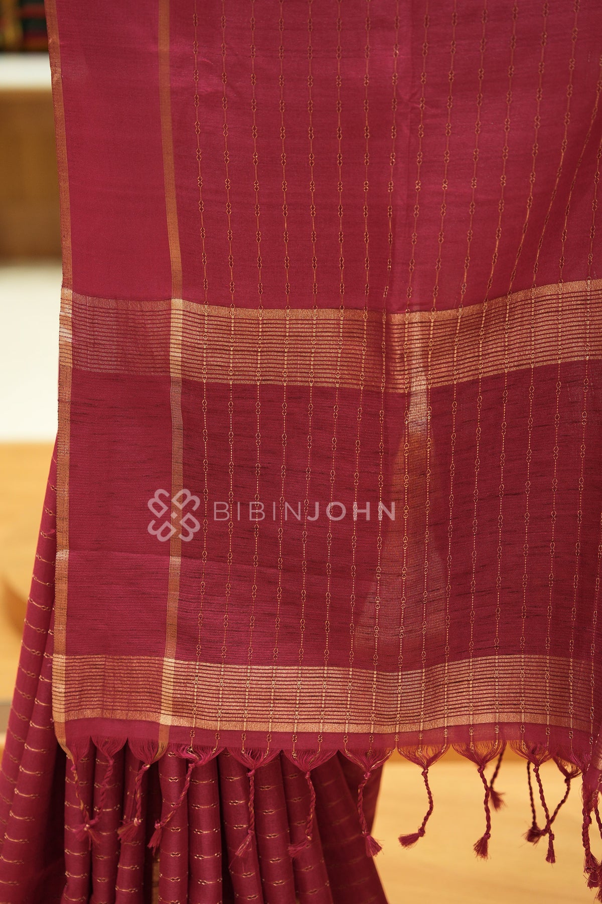 Semi Tussar Weaving Saree For Women Deep Raspberry Pink BJ2451