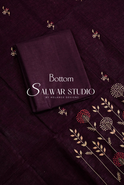 Linen Embroidery Unstitched Salwar Suits AC0052