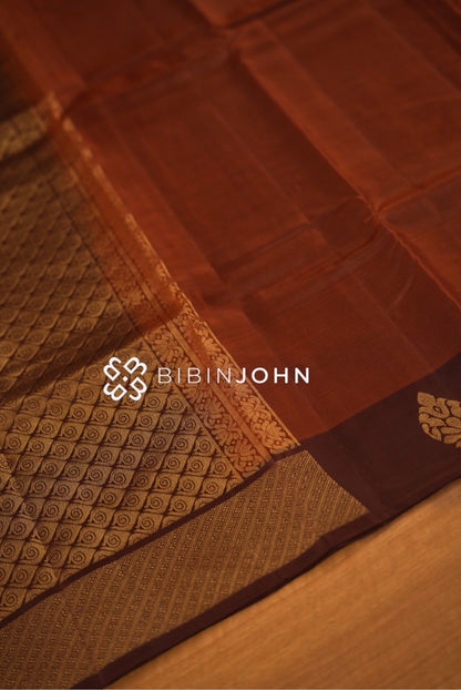 Semi Silk Saree For Women Rust Brown BJ2315