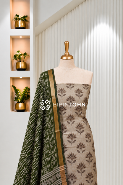 Art Maheswari Unstitched Salwar Suit Material Beige BJ1819