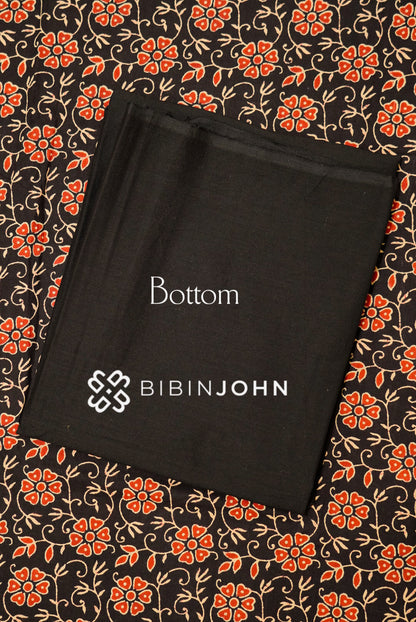 Cotton Embroidery Unstitched Salwar Suit Material Black BJ1120