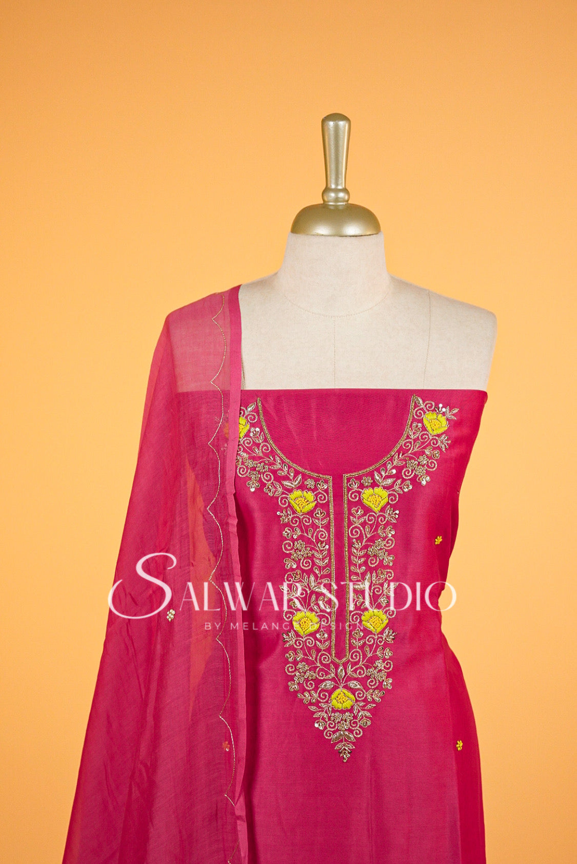 Chanderi Embroidery Unstitched Salwar Suits AC0001