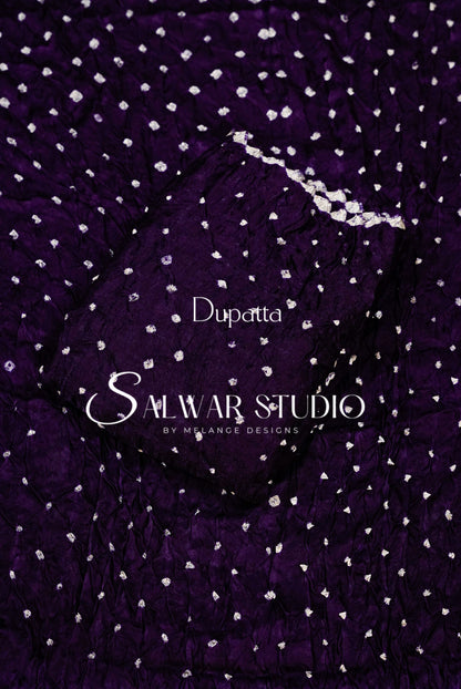 Pure Bandhani Unstitched Salwar Suit Dress Material Deep Purple AC0313