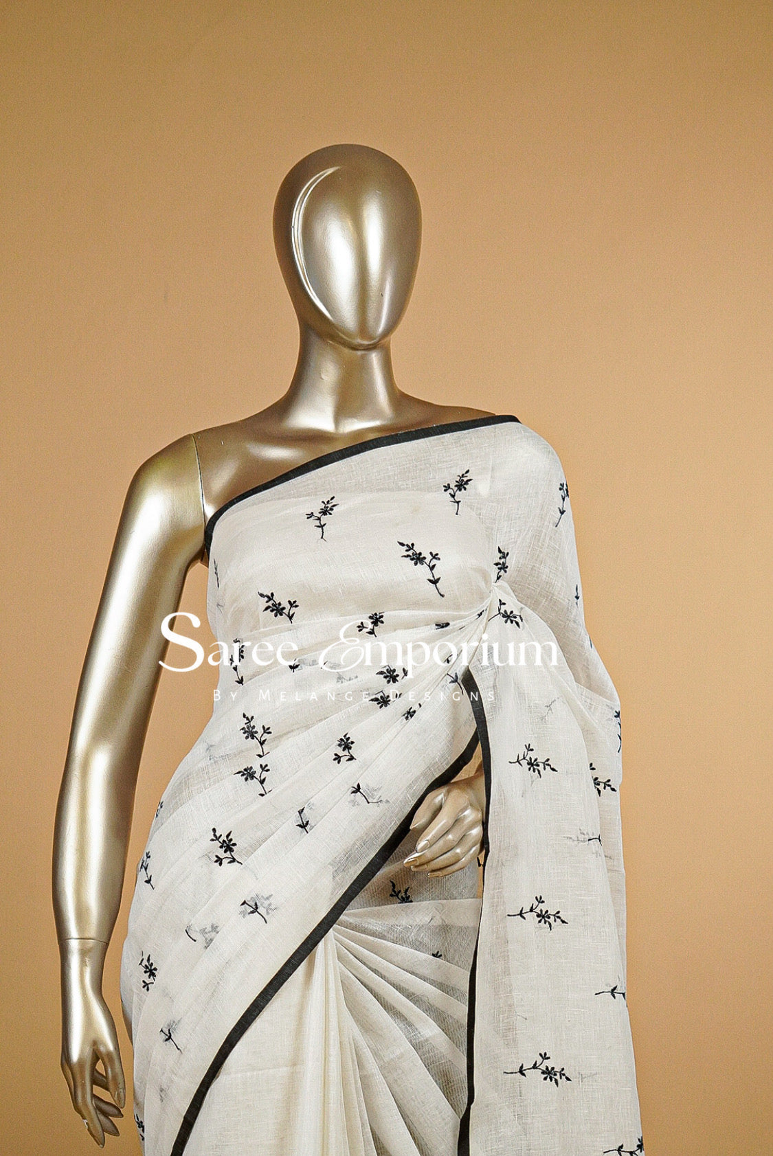 Linen Embroidery Saree MDS0213
