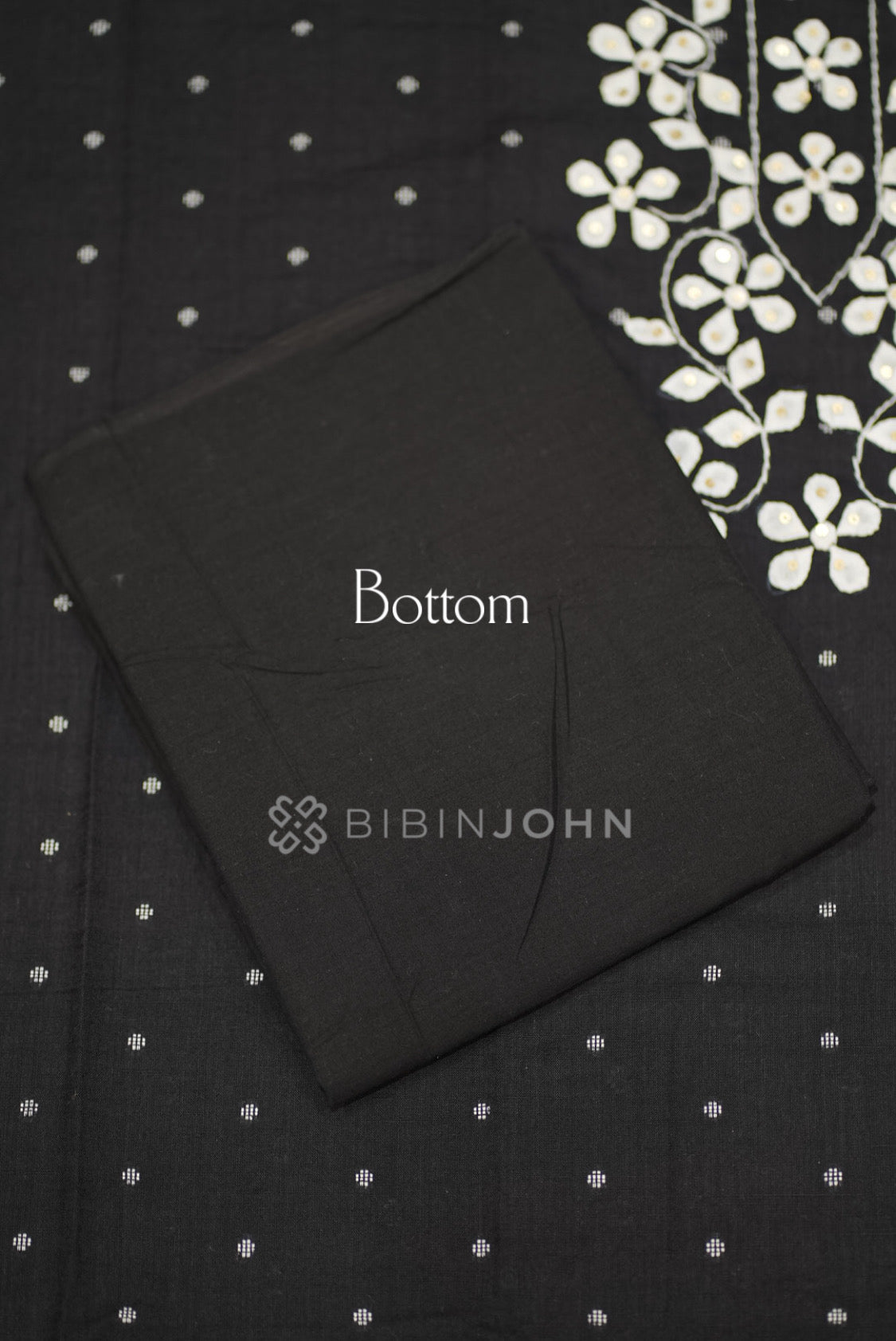 Cotton Embroidery Unstitched Salwar Suit Material Black BOTTOM