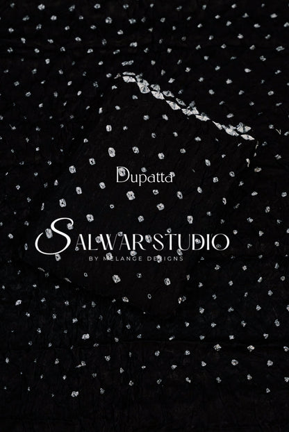 Pure Bandhani Unstitched Salwar Suit Dress Material Black AC0310
