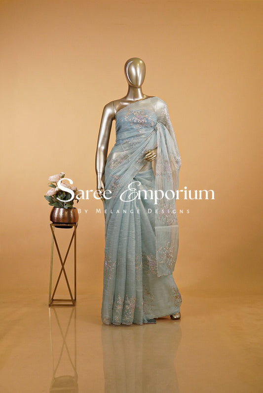 Tissue Embroidery Saree MDS0185