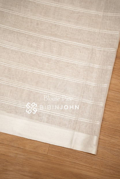 Linen Saree For Women Ivory White BJ1656