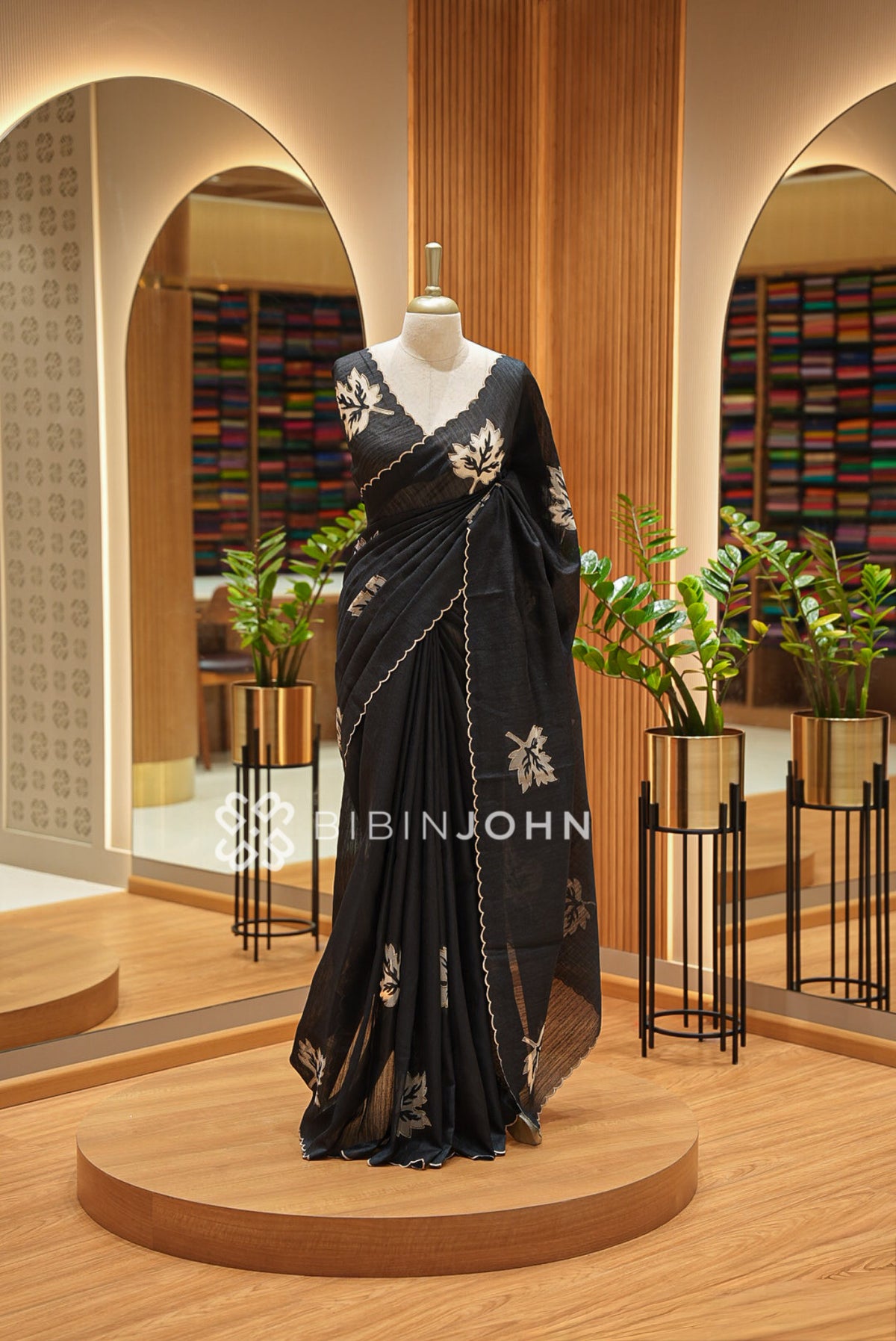 Silk Embroidery Saree Black BJ1026