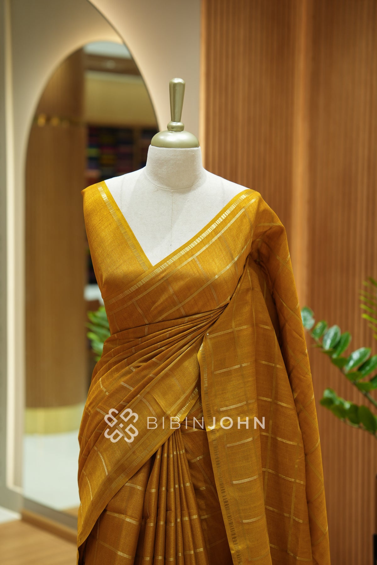 Semi Tussar Weaving Saree For Women Mustard Yellow BJ2331