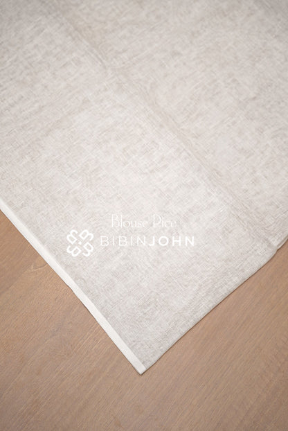 Linen Embroidery Saree Ivory-White BJ0944