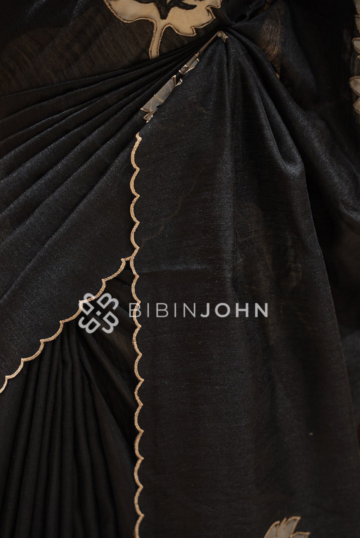 Silk Embroidery Saree Black BJ1026