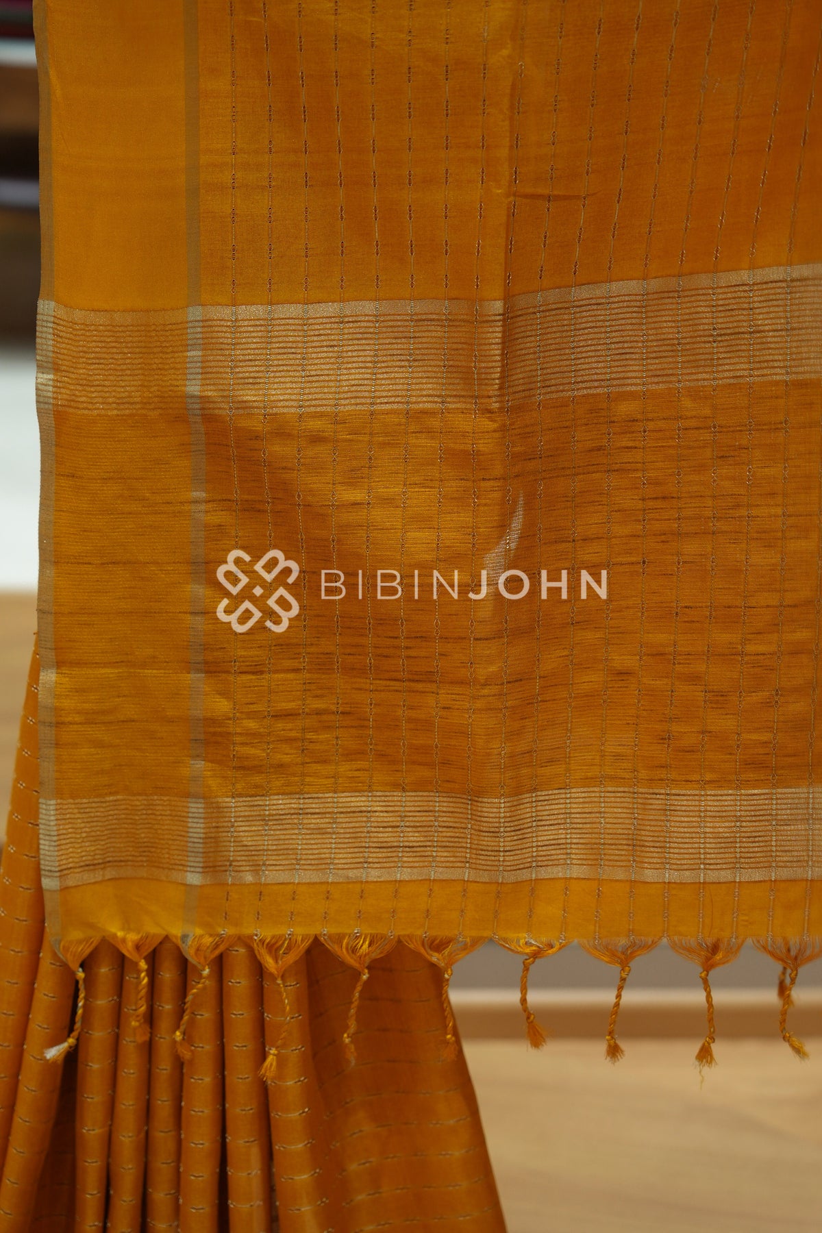 Semi Tussar Weaving Saree For Women Mustard Yellow BJ2448