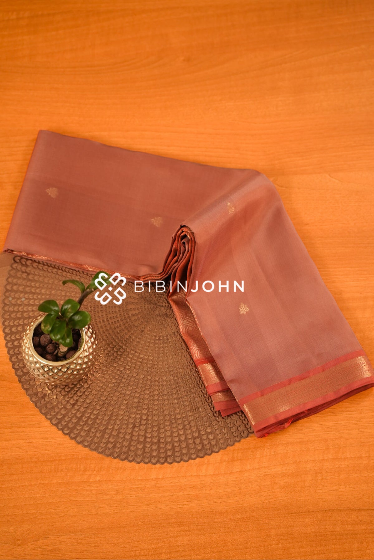 Semi Silk Saree For Women Muted Copper Brown BJ2400