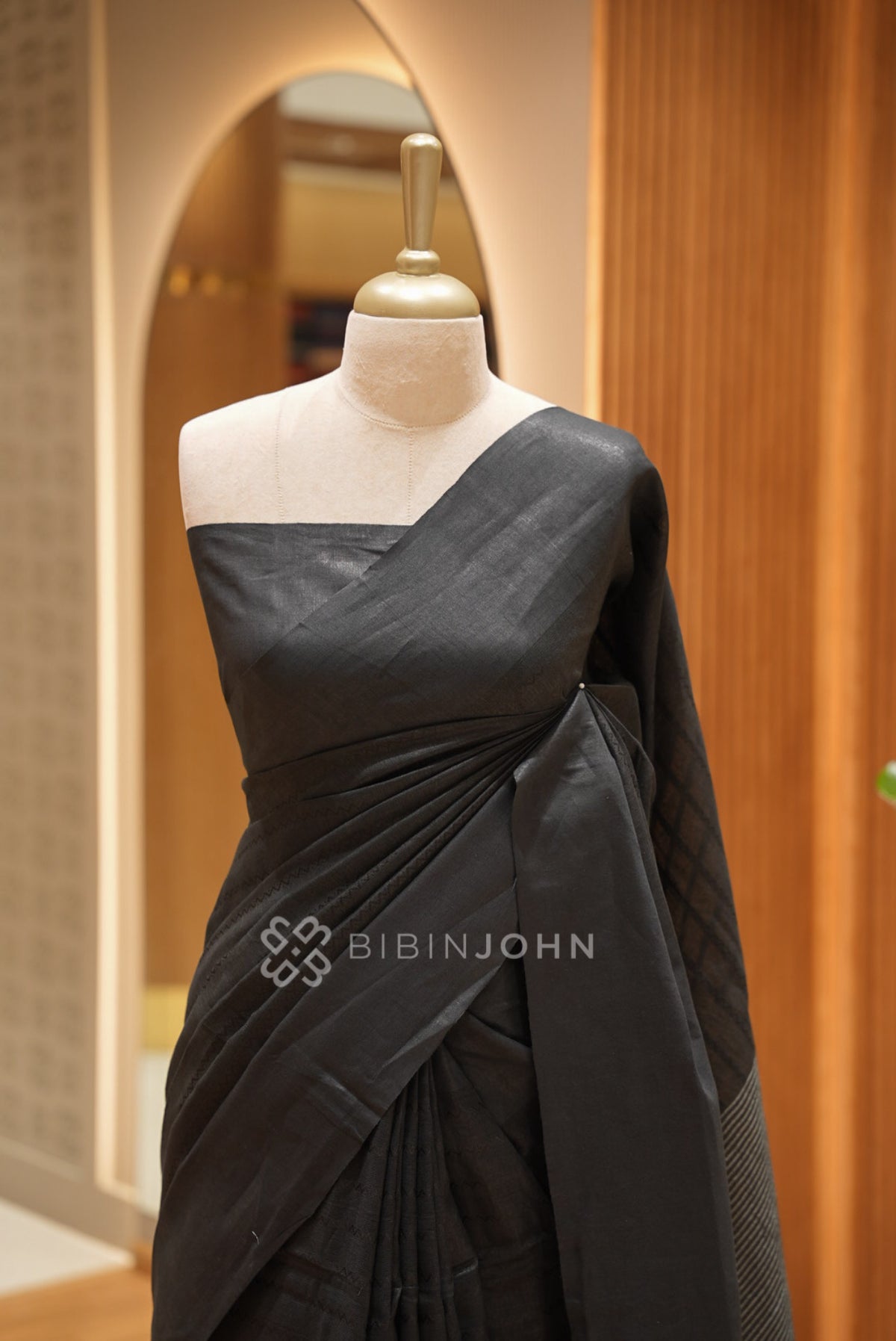 Linen Saree For Women Charcoal Black BJ1654