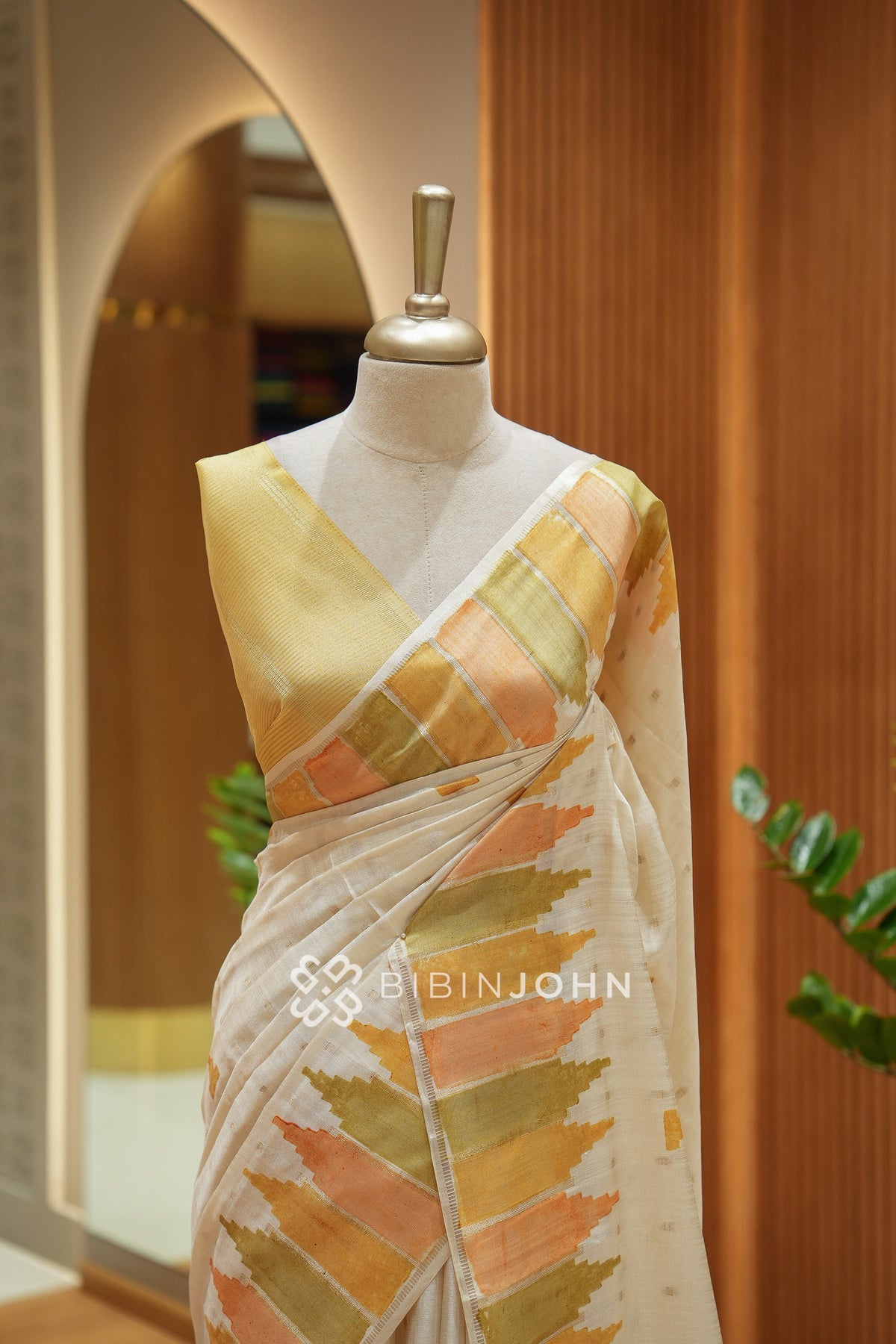 Printed Semi Tussar Saree For Women Champagne Beige BJ2388