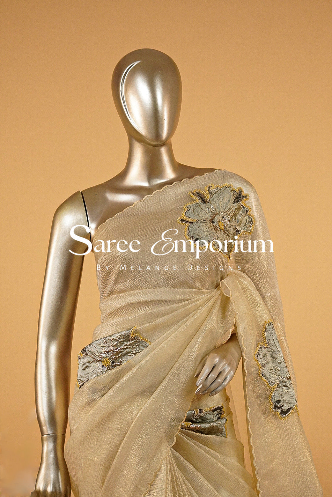 Tissue Applique Saree MDS0144