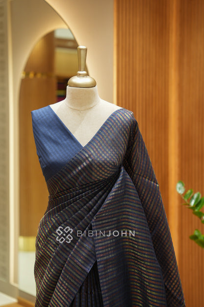 Semi Silk Weaving Saree For Women Navy Blue BJ2423