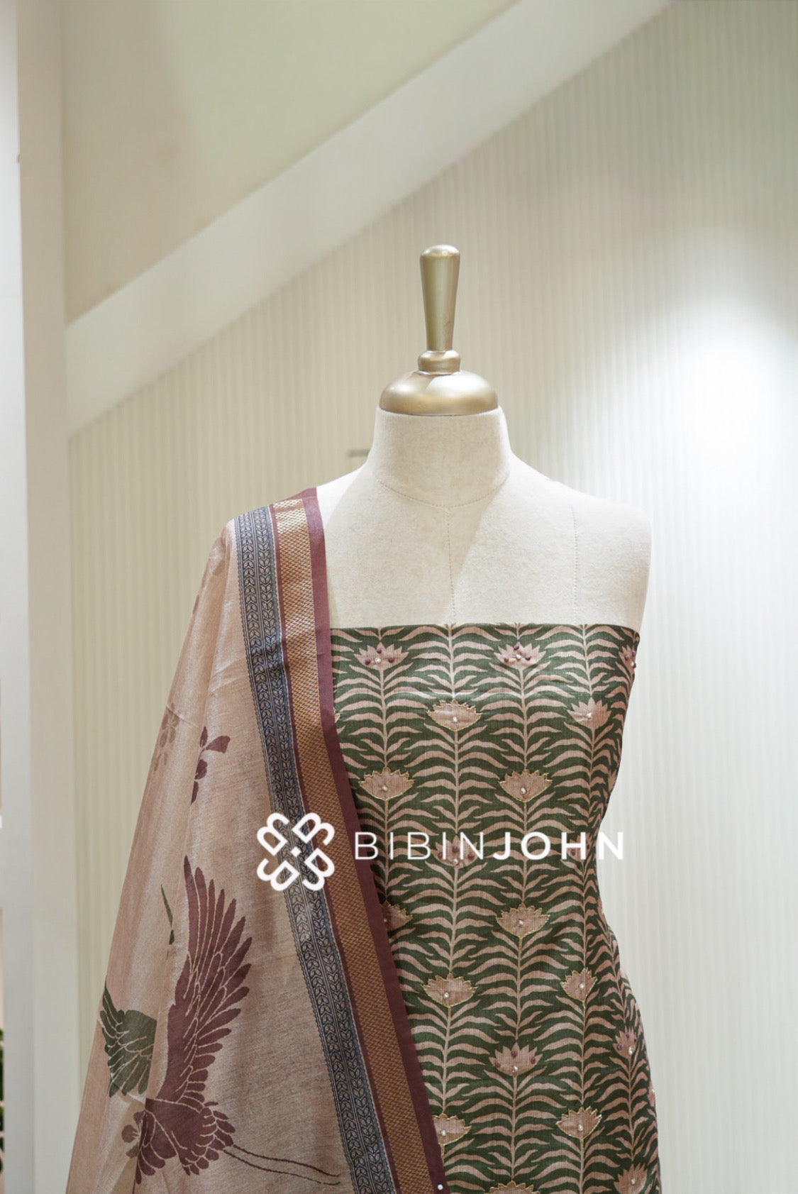 Semi Silk Embroidery Unstitched Salwar Suit Material Deep Forest Green BJ2171