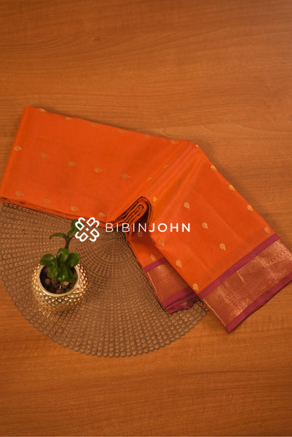 Semi Silk Saree For Women Vibrant Orange BJ2380