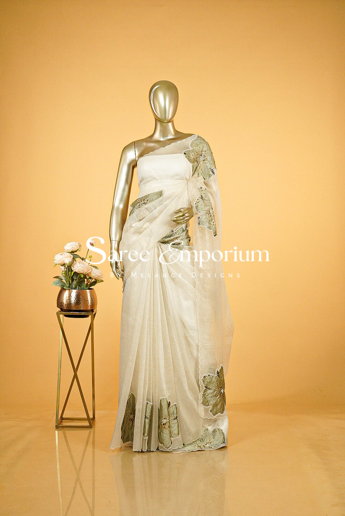 Tissue Applique Saree MDS0141
