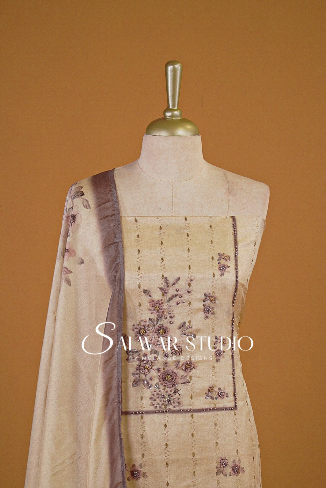 Semi Tusser Embroidery Salwar Suits AC0132