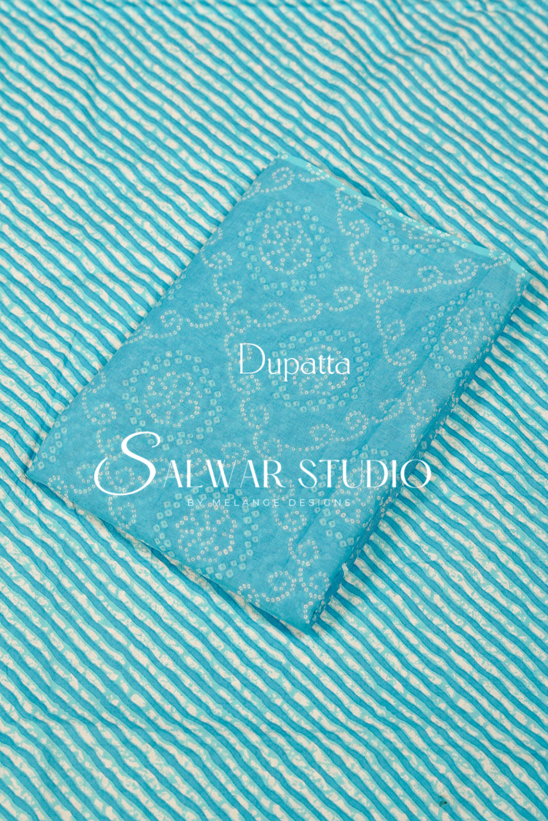 Printed Cotton Unstitched Salwar Suit Material Aqua Blue Dupatta.
