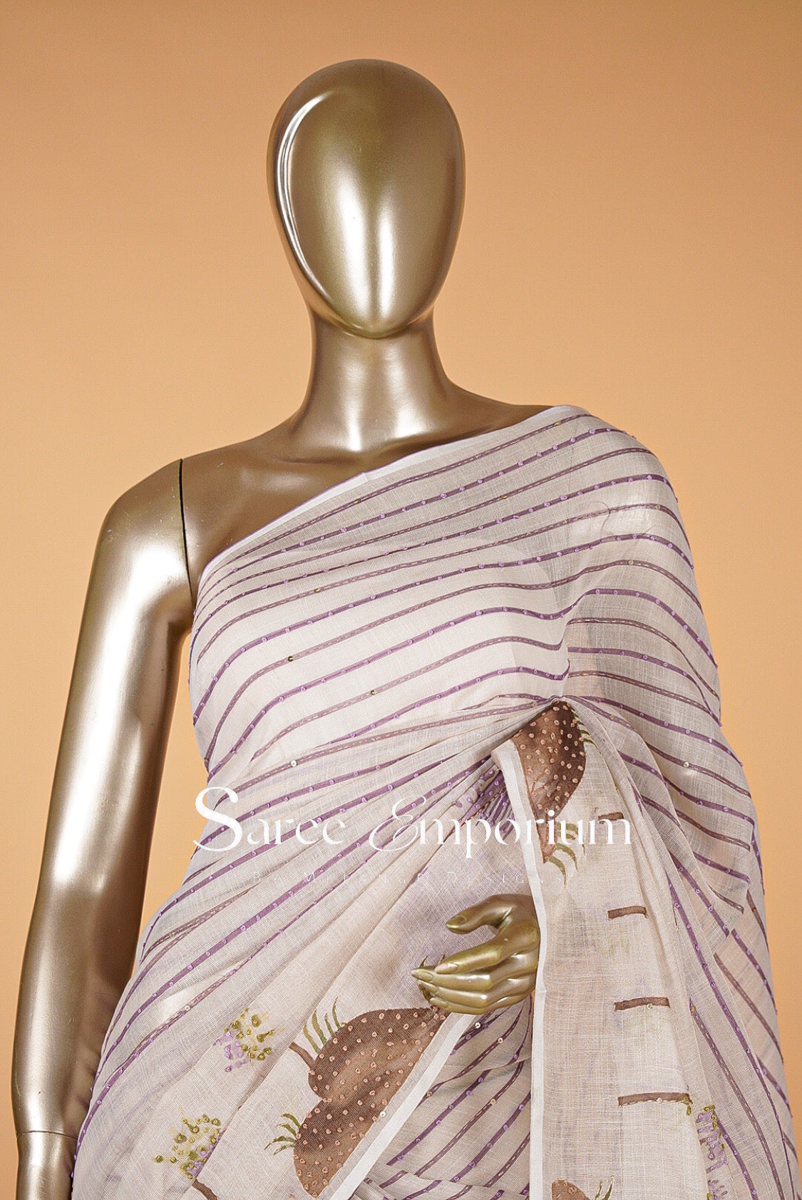 Linen Embroidery Sarees MDS0078