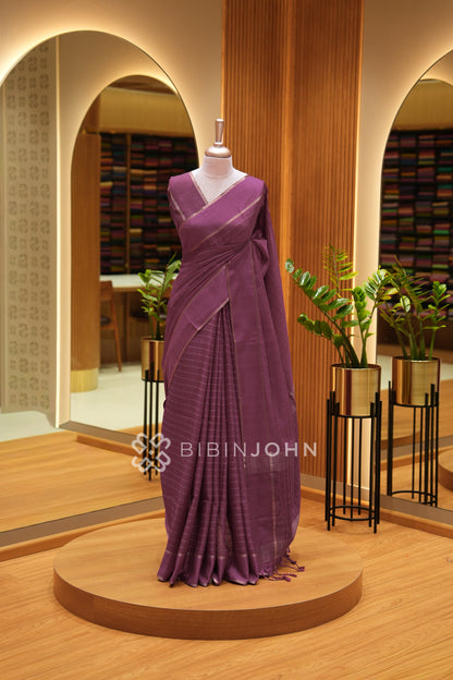 Semi Tussar Weaving Saree For Women Dusty Plum Purple BJ2450